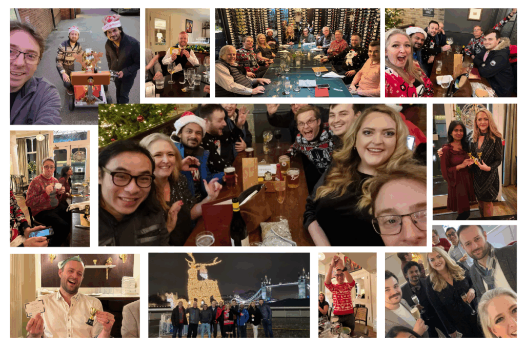 Collage of photos from Christmas Team Days with ISI and i3D robotics